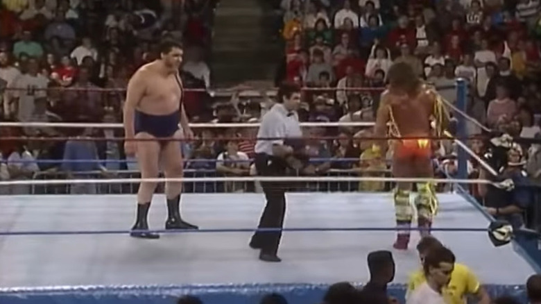 Ultimate Warrior and Andre face off