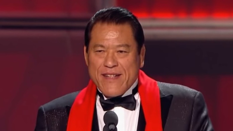 Antonio Inoki speaking at his WWE Hall of Fame induction
