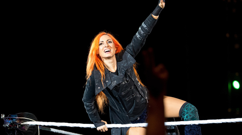 Becky Lynch climbs rope