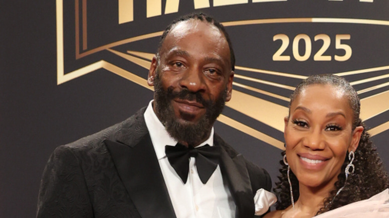 Booker T and Sharmell on the Red Carpet of the 2025 Hall of Fame at BleauLive Theater at Fontainebleau Las Vegas on April 18, 2025 in Las Vegas, Nevada.