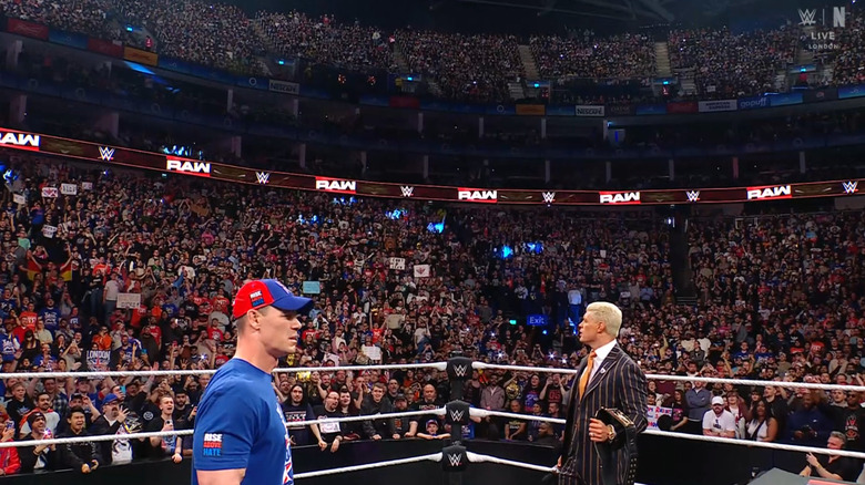 Cena and Rhodes inside the ring