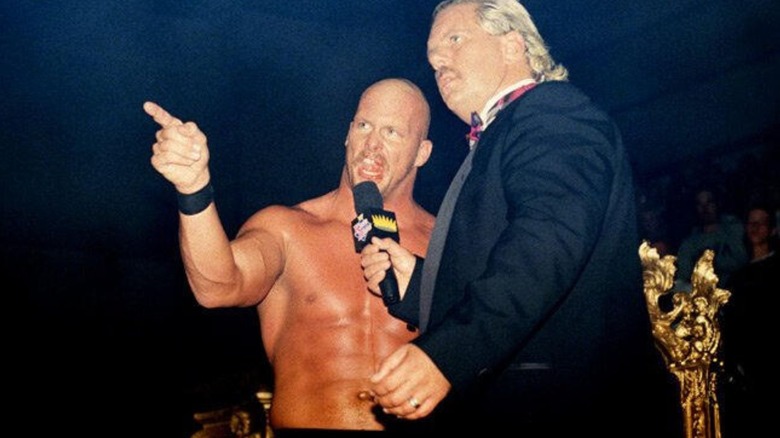 "Stone Cold" Steve Austin cuts his now-infamous "Austin 3:16" promo after winning King of the Ring in 1996.