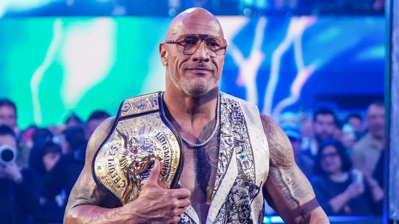 Dwayne "The Rock" Johnson makes his way to the ring during RAW at Intuit Dome on January 6, 2025 in Inglewood, California.