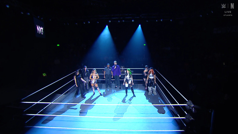Fatal Influence, Shotzi, Dolin, and Paxley in the ring