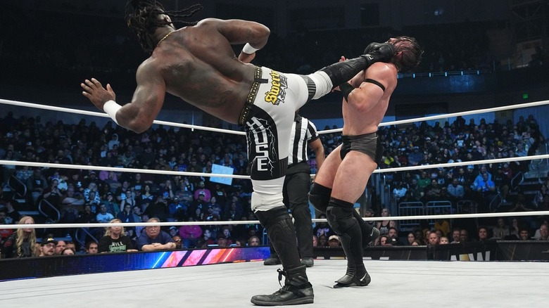 PAC eats a superkick from Swerve Strickland on "AEW Dynamite"