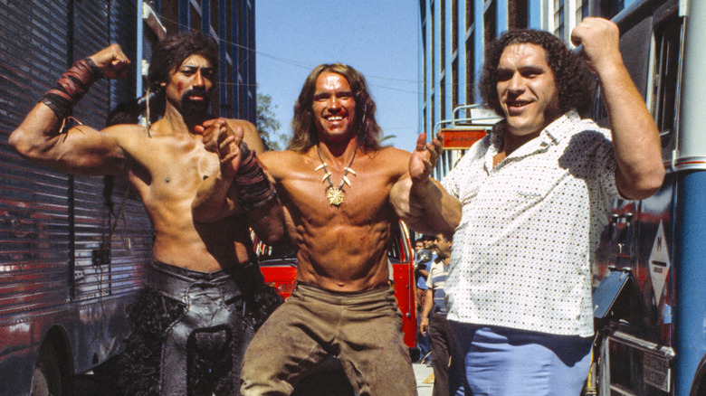 Wilt Chamberlain, Arnold Schwarzenegger, and Andre The Giant