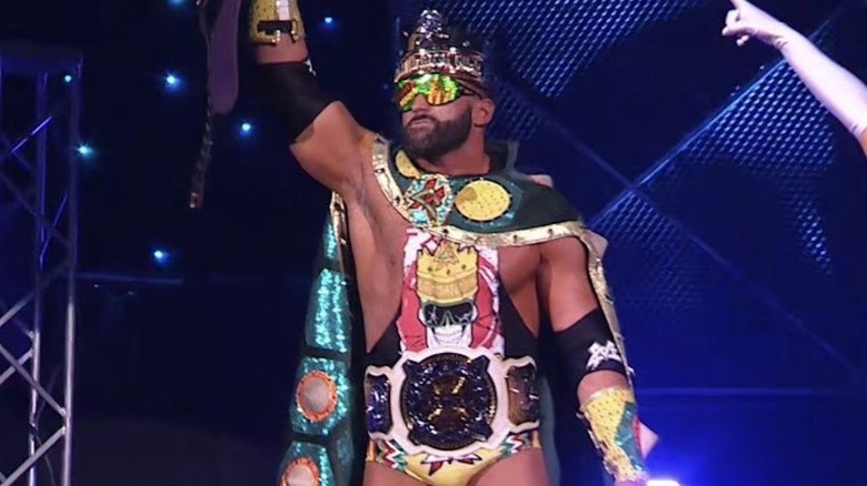 Matt Cardona wearing a replica championship