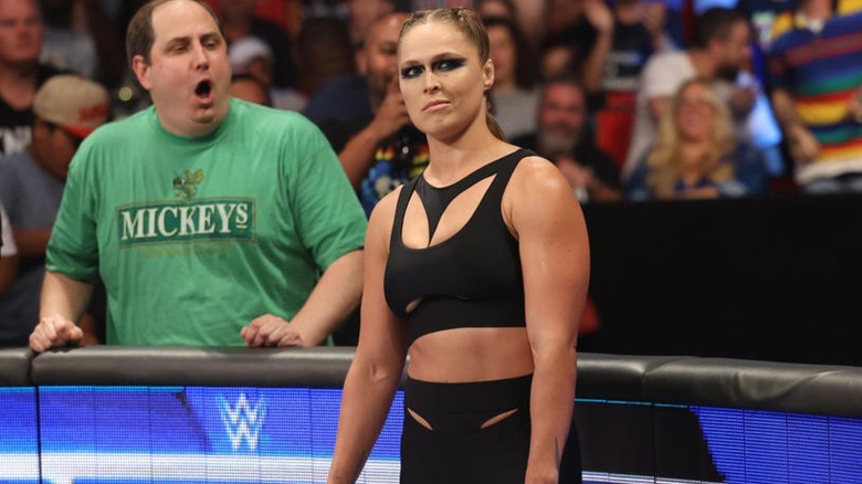 Ronda Rousey looking to her left