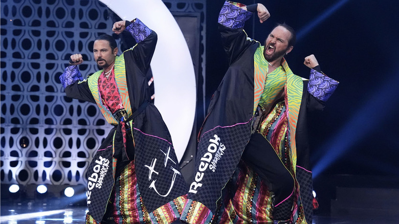 The Young Bucks posing on the entrance ramp