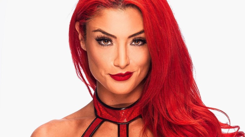 Eva Marie poses in her wrestling gear for a photoshoot posted to WWE.com.