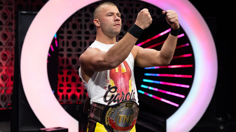 Daniel Garcia posing during his AEW entrance