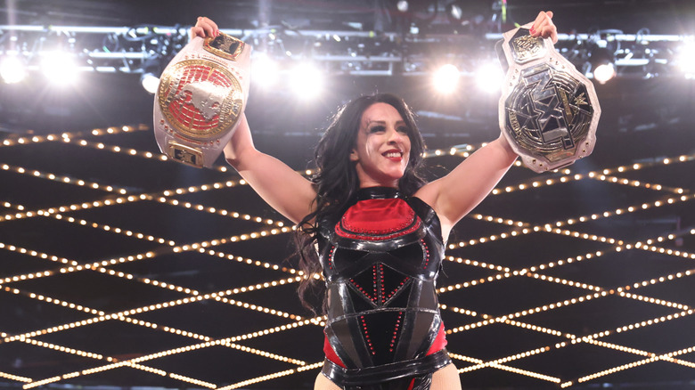 Stephanie Vaquer celebrating at Madison Square Garden on March 11, 2025 in New York, New York.