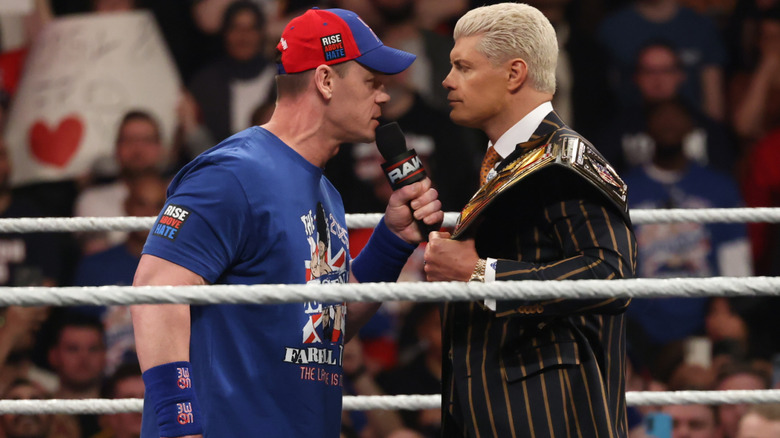John Cena cutting a promo on cody rhodes