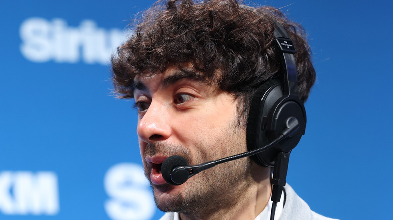 Tony Khan speaks on SiriusXM at Super Bowl LIX on February 06, 2025 in New Orleans, Louisiana.