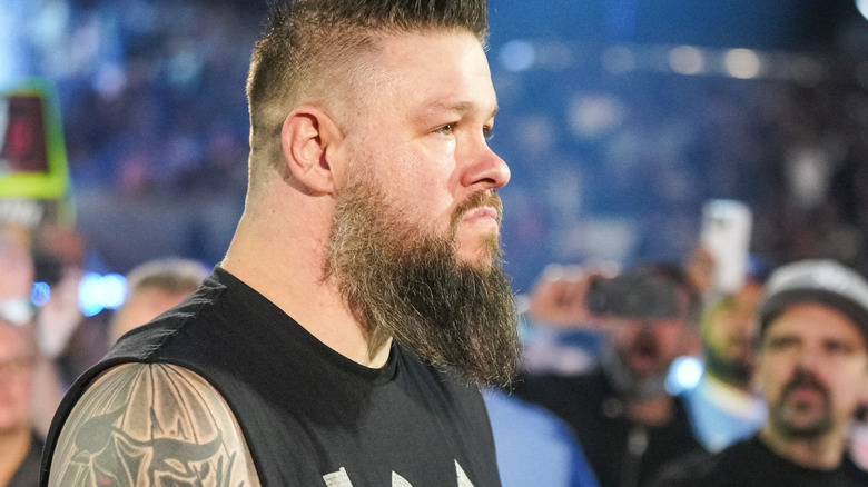 Kevin Owens makes his entrance during WWE Elimination Chamber at Rogers Centre on March 1, 2025 in Toronto, Canada.