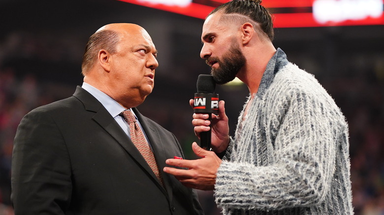 Seth Rollins speaking to Paul Heyman on 