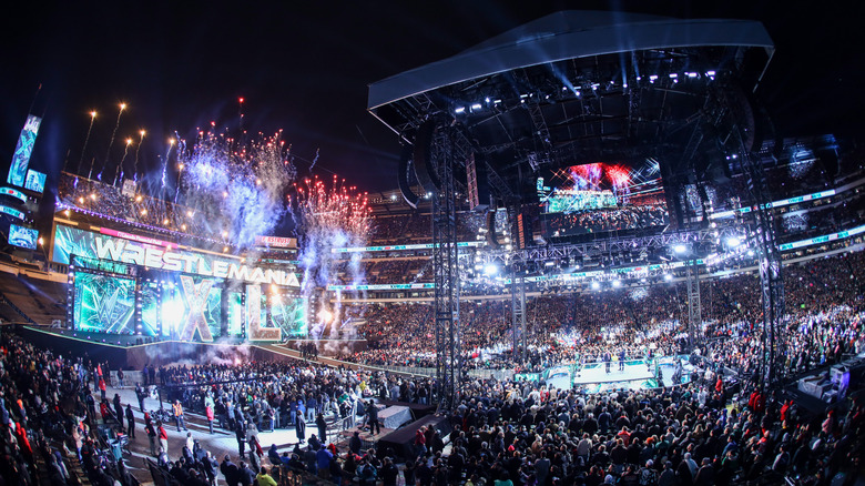 WrestleMania 41 stage with pyro