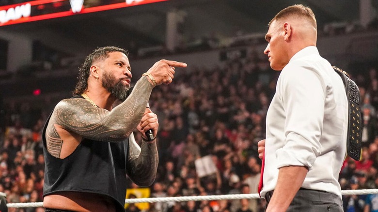 Jey Uso confronting GUNTHER during the April 7th episode of "Monday Night RAW."