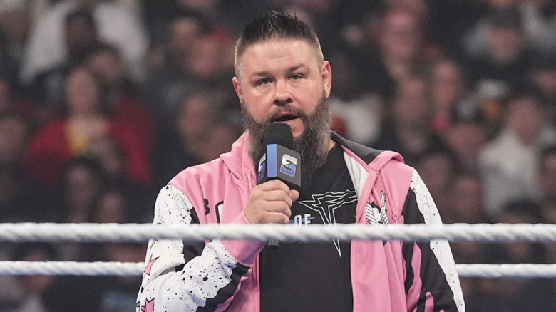 Kevin Owens speaks during SmackDown at Allstate Arena on April 4, 2025 in Rosemont, Illinois.