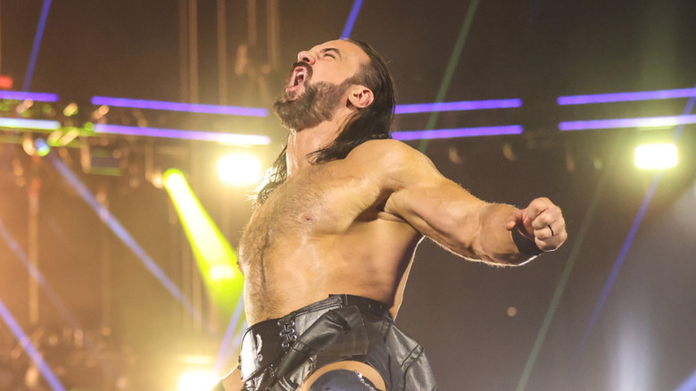 Drew McIntyre makes his entrance during SmackDown at The O2 Arena on March 28, 2025 in London, England.