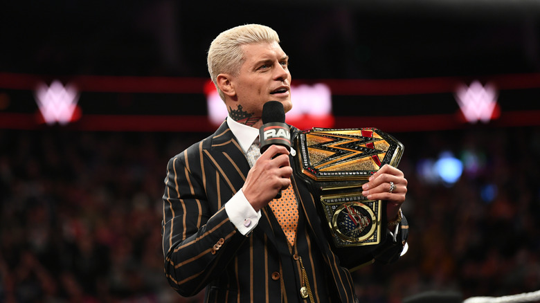 Cody Rhodes cuts a promo in the ring