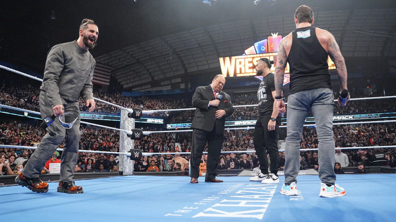 Rollins, Reigns, and Punk all in the ring