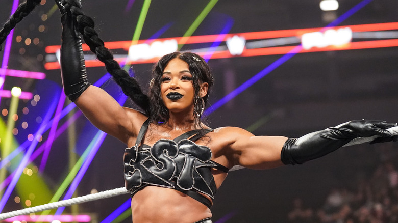 Bianca Belair enters the ring during Monday Night RAW at Target Center on April 7, 2025 in Minneapolis, Minnesota.