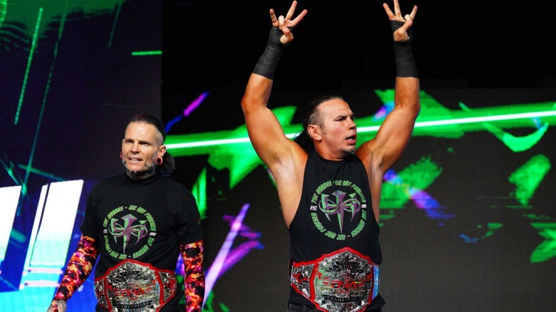 The Hardys come out to greet their next opponents at a TNA event