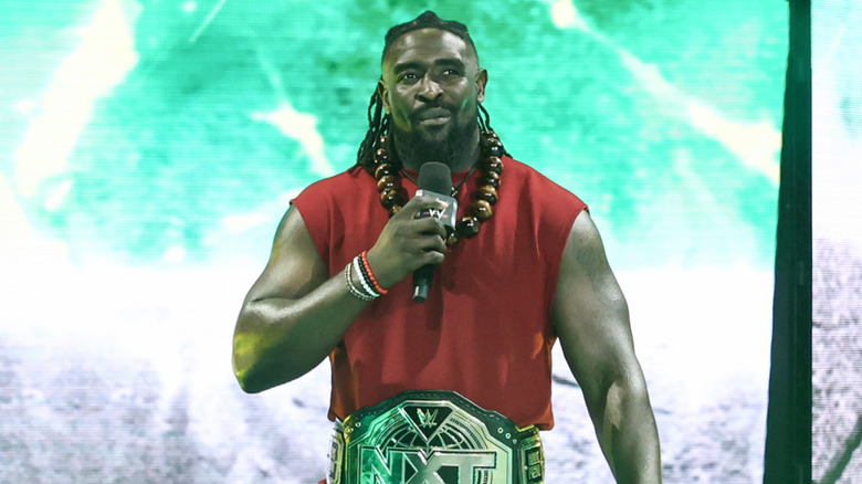 Oba Femi in ring yelling at Madison Square Garden on March 11, 2025 in New York, New York.