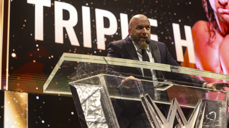 Paul "Triple H" Levesque at the 2025 Hall of Fame ceremony