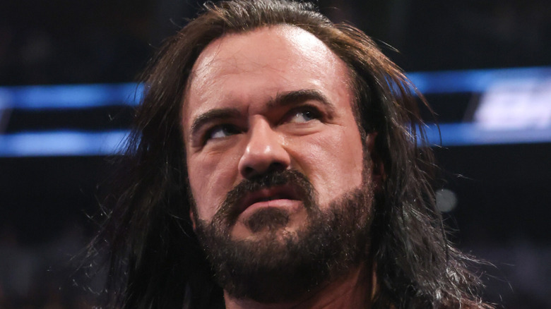Drew McIntyre looks on during SmackDown at Climate Pledge Arena on April 11, 2025 in Seattle, Washington.