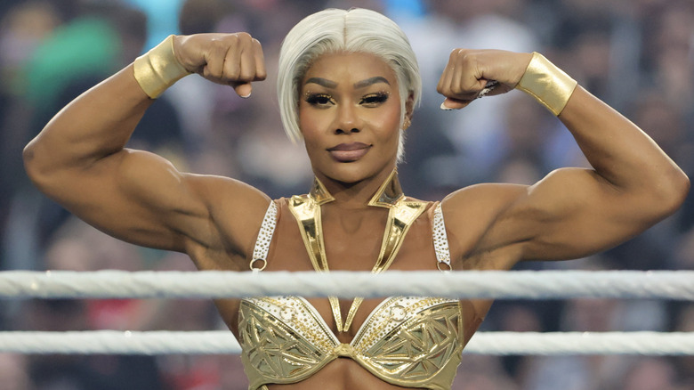 Jade Cargill flexing in the ring