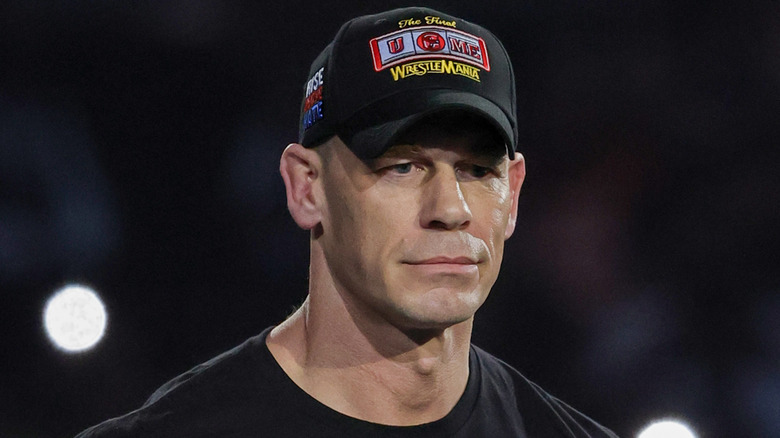 John Cena is introduced before his match against Cody Rhodes for the Undisputed WWE Championship during WrestleMania 41 at Allegiant Stadium on April 20, 2025 in Las Vegas, Nevada