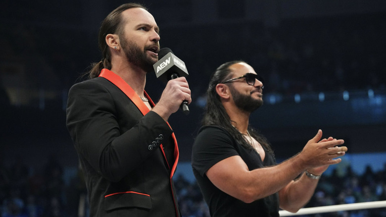 The Young Bucks inside the ring speaking
