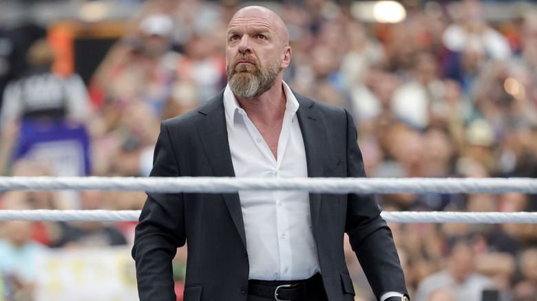 WWE Chief Content Officer Paul Levesque speaks during WrestleMania 41 at Allegiant Stadium on April 19, 2025 in Las Vegas, Nevada.