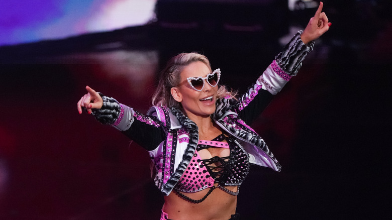 Natalya pointing during her WWE entrance