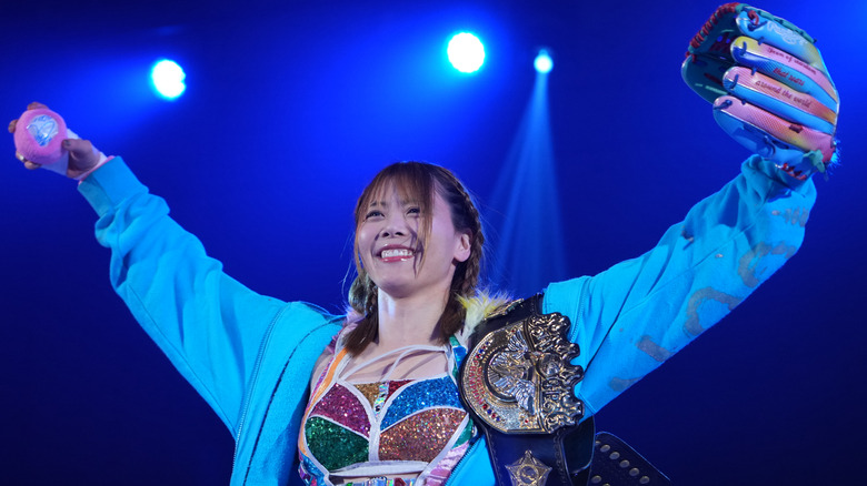 Mayu Iwatani poses