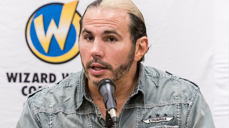 Matt Hardy talking into a microphone