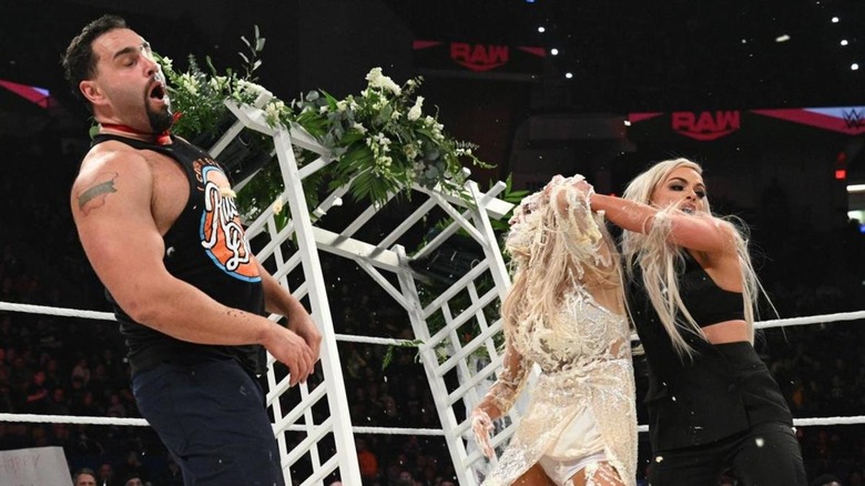 Lana, Rusev and Liv Morgan in the ring