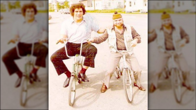 andre on normal-sized bicycle