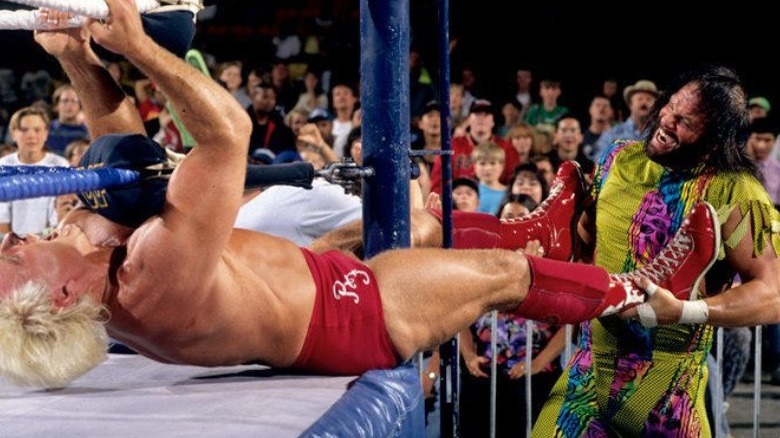 Randy Savage attacking Ric Flair