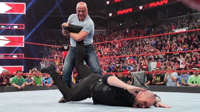 Kurt Angle ankle locks Baron Corbin