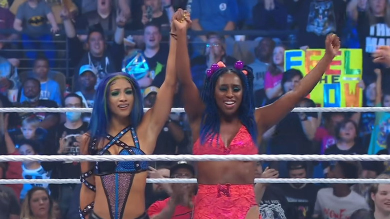 Sasha Banks and Naomi celebrate