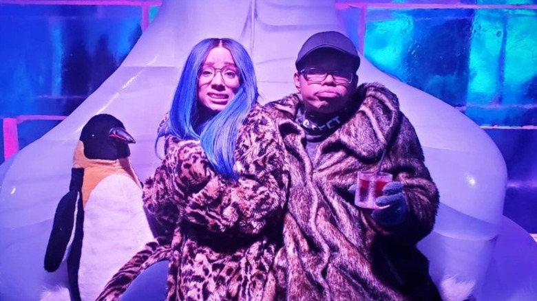 Sasha Banks and Sarath Ton pose at a winter-themed event in a photo posted to Ton's Instagram in June 2020.