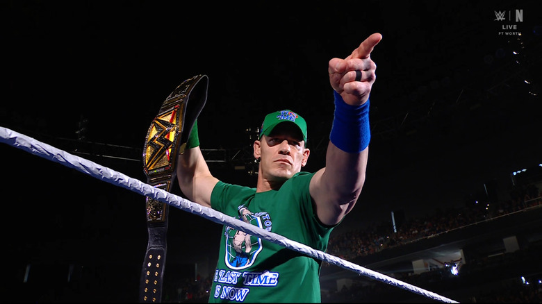 Cena pointing in the ring