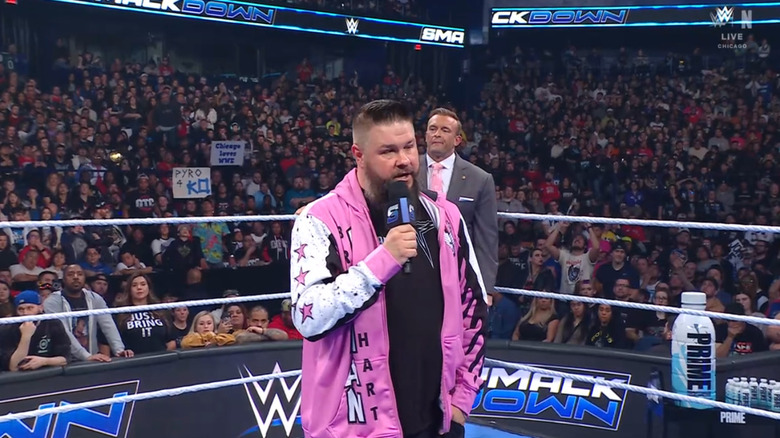 Owens speaking in the ring