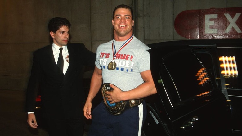 Kurt Angle arrives in a limo
